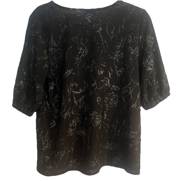 NEW NWT JM Collection Medium Sparkly Silver Black Formal Blouse Shirt Top Dinner - Picture 6 of 11